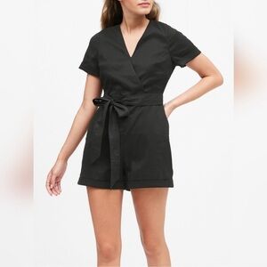 Banana Republic short sleeve linen wrap romper